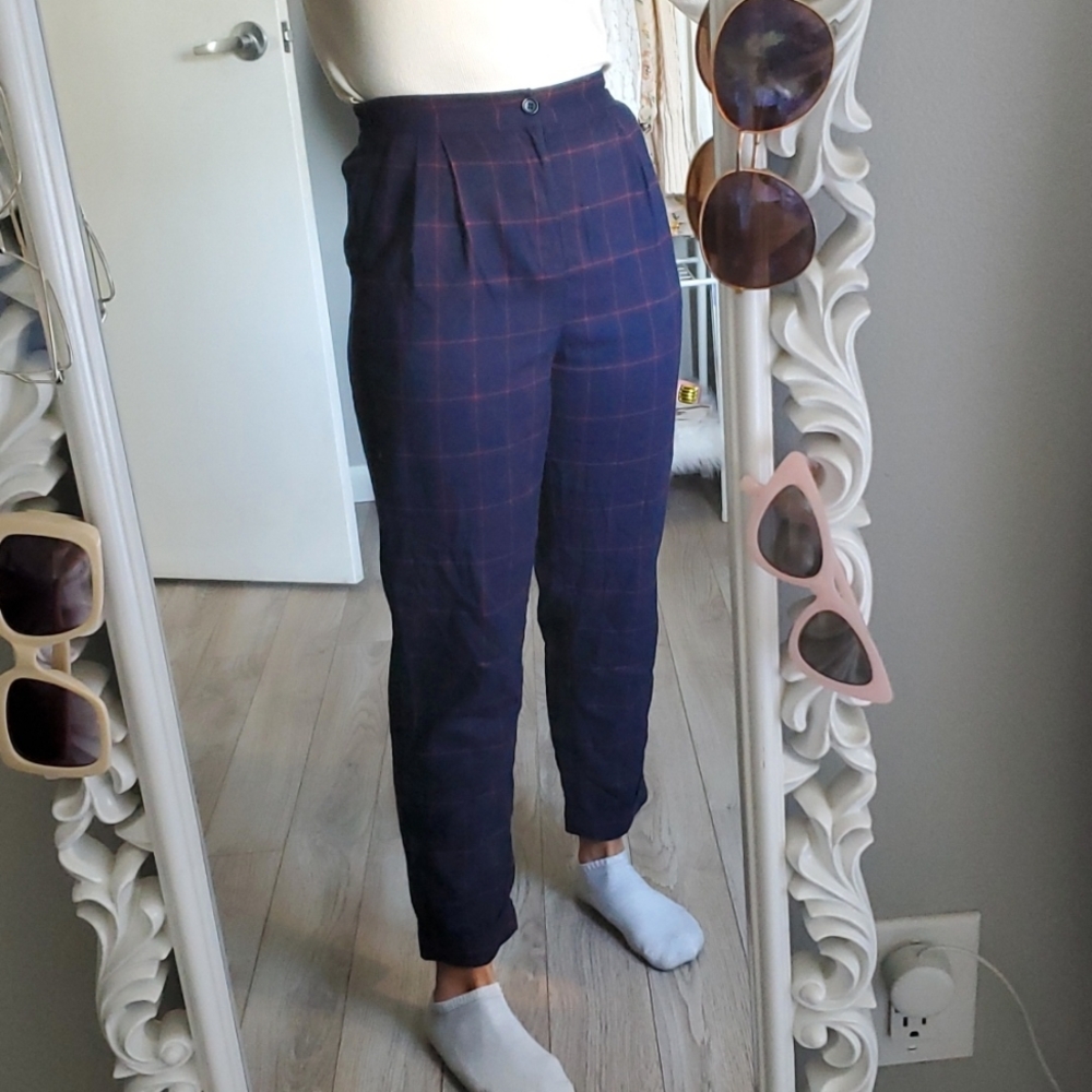 Forever21 Blue & Red Plaid Pants
